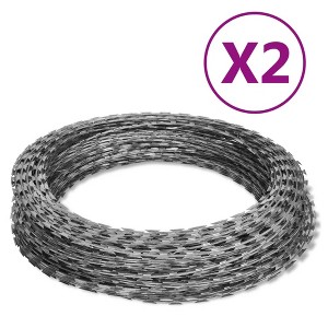 vidaXL Razor Wires Helical Wire Rolls 2 pcs Galvanized Steel 196.9' - 1 of 4