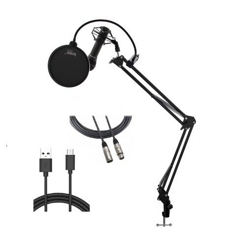 ZDM-1 Podcast Microphone Pack with Headphones and Mic Cables Bundle with  Boom Arm Microphone Stand (2 Items)
