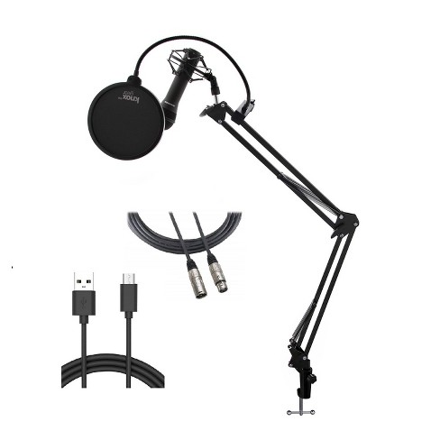 Samson Q2U Broadcast Microphone Kit With Microphone Boom Arm and Headphones