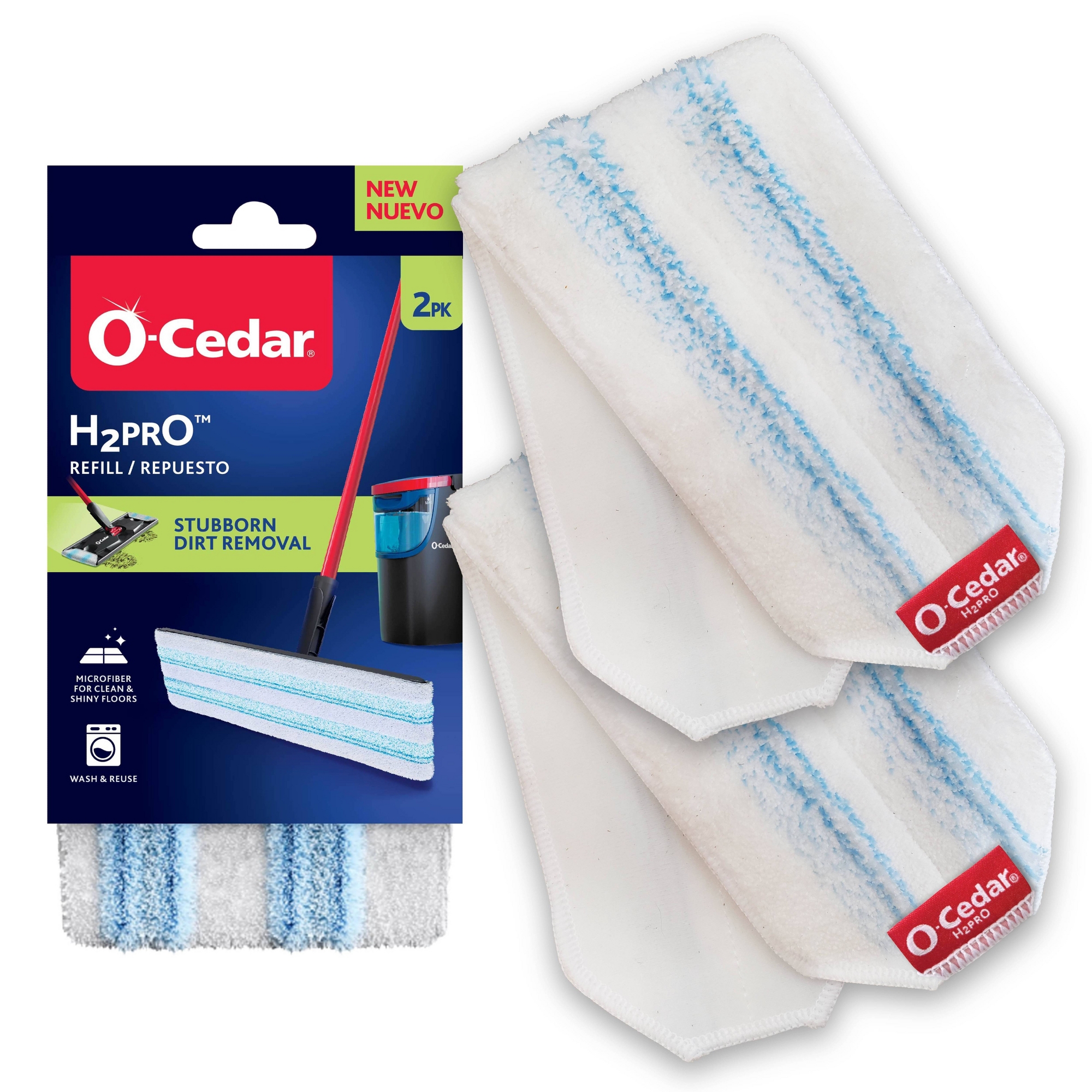 O-Cedar H2prO Mop Head Replacement Refill- 2pk: Microfiber, Multipurpose Cleaning Tool Refills