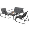 Jojoka 4-Piece Outdoor Patio Furniture Set - Steel Frame Loveseat, 2 Textilene Chairs & Glass Top Coffee Table - 3 of 4