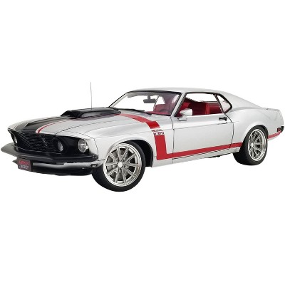 1969 Ford Mustang Boss 302 Street Fighter Redline Silver w/Red Interior & Red Stripe Ltd Ed 912 pcs 1/18 Diecast Model Car ACME