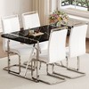 CAVINAS Dining Table Set for 4 Rustic Industrial Rectangular Dining Table with MDF Tabletop with 4 PU Chairs for Kitchen - 4 of 4