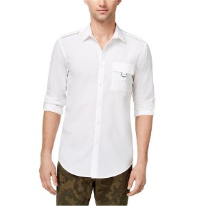 I.N.C International Concepts Mens Solid Button Up Shirt, White, Large - 1 of 1