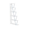 Modern 5 Tier Ladder Bookshelf Organiser, Narrow Bookshelf for Small Spaces Office Furniture Bookcase, White/Blue - 2 of 4