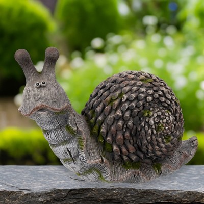 Gray and Green Ceramic Snail Garden Statue - 15"