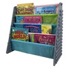 UNiPLAY Kids Plastic Bookcase Display Storage Rack, 4 Tier Bookshelf with Stacking Block Play Side Panels - 2 of 4