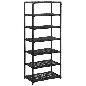 vidaXL Shoe Rack Black Poly Rattan 19.7x11.8x47.2 in Lightweight - 47.2" - 1 of 4