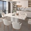 Modern Faux Marble Extendable Dining Table for 6-10, Sleek Dual Pedestal Base, Elegant & Spacious Design for Dining Room-Coolbibila - 2 of 4