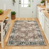 Washable Vintage Rug Non Slip Low Pile Rug Soft Floral Distressed Throw Floor Cover Foldable Indoor Carpet for Living Room Bedroom Playroom Nursery - 2 of 4