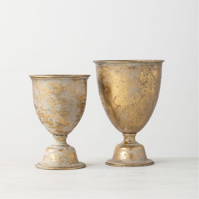 Sullivans Set of 2 Chalice Vase 8.5"H & 7.5"H Gold