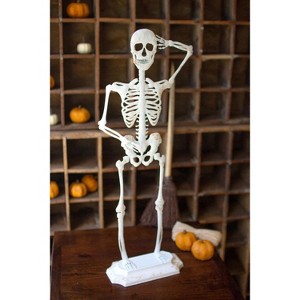 Skeleton on a Stand 24"H, Rustic White Metal, Distressed Painted Seasonal Decor By Kalalou - 1 of 3