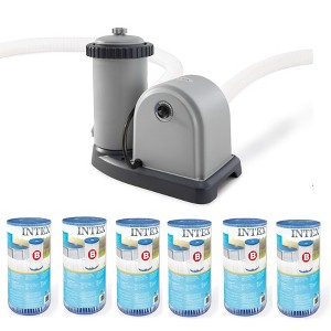 INTEX 2500 GPH Krystal Clear Pool Filter Pump w/ GCFI & 6 Type B Cartridges - 1 of 3