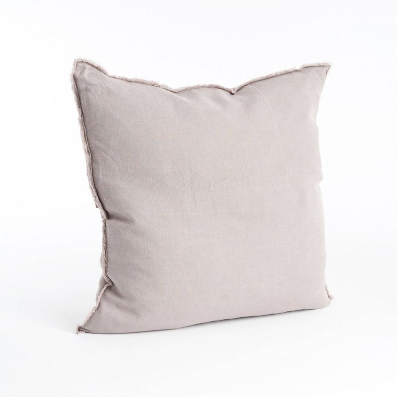 20"x20" Oversize Fringed Design Linen Square Throw Pillow - Saro Lifestyle, 1 of 8