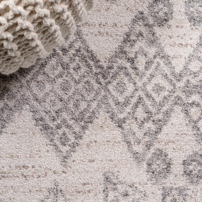 Gray Geometric Synthetic Reversible Area Rug 2' x 10'