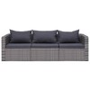 vidaXL Garden Sofa Set Set of 3 Grey Poly Rattan 3 piece set - 2 of 2