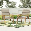 Acacia Wood Cape Woven Wicker Patio Accent Chair Set Of 2,Modern Arm Chair With Pillow,Patio Chairs Outdoor,Outdoor Furniture -Maison Boucle - 3 of 4