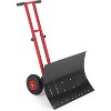 TackView Snow Shovel with Wheels, Heavy Duty Double Rod Wheeled Snow Pusher with Metal Blade, for Driveway Sidewalk Yard - 2 of 4