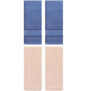 REGALWOVEN 4 Pcs Bathroom Decorative Cotton Soft Absorbent Sold Striped Hand Towel - 1 of 4