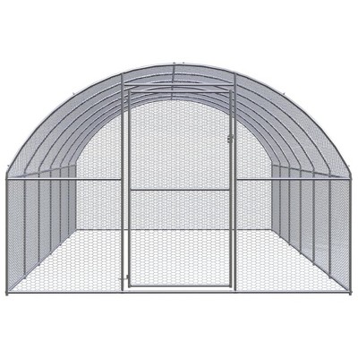 vidaXL Chicken Coop Silver Galvanized Steel Large Durable Chicken Coop