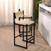 FONTOI 2PCS Hand Weave Counter Stools with Back&Footrests, Counter Height Bar Stools for Living Room Kitchen Island, White&Black, 14.96"*34.84"*15.15" - 4 of 4