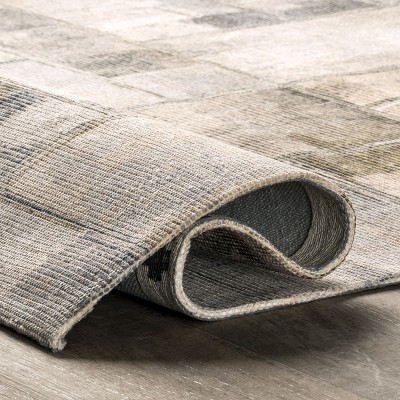 Gray Abstract Synthetic Easy Care Area Rug, 5' x 8'