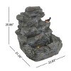 Christopher Knight Home Fina Modern 4-Tiered Outdoor Concrete Rock Waterfall Fountain with LED Light - 3 of 4
