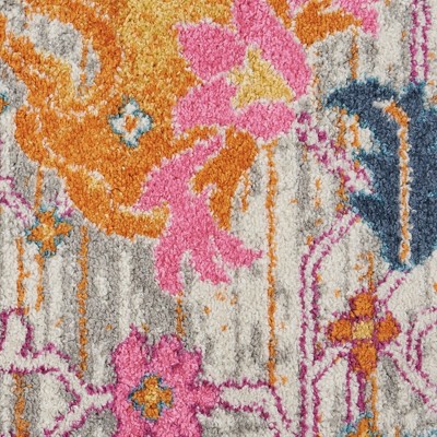 Seductive Silver Floral 9' x 12' Hand-Knotted Synthetic Rug