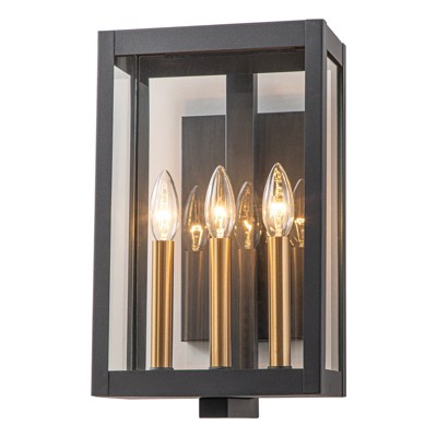LLHZSY Modern 3-Light Outdoor Wall Lights Fixture with Glass Shade-14 1/5" Lantern for Post Porch Yard Patio