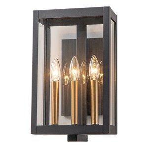 LLHZSY Modern 3-Light Outdoor Wall Lights Fixture with Glass Shade-14 1/5" Lantern for Post Porch Yard Patio - 1 of 4