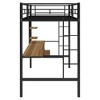 CAVINAS Twin Size Loft Bed with Desk Modern Metal Bed Frame with Storage Shelves and Guardrails for Bedroom, Black - 4 of 4