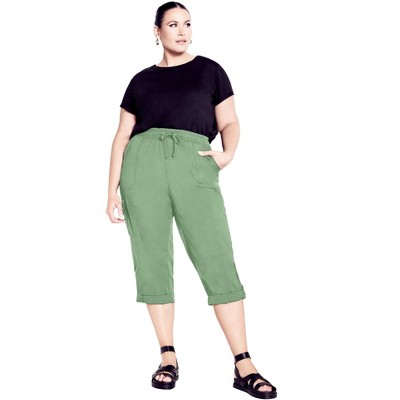 Avenue Women's Plus Size Cotton Roll Up Capri