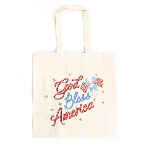 City Creek Prints Coquette God Bless America Canvas Tote Bag - 15x16 - Natural - 1 of 2