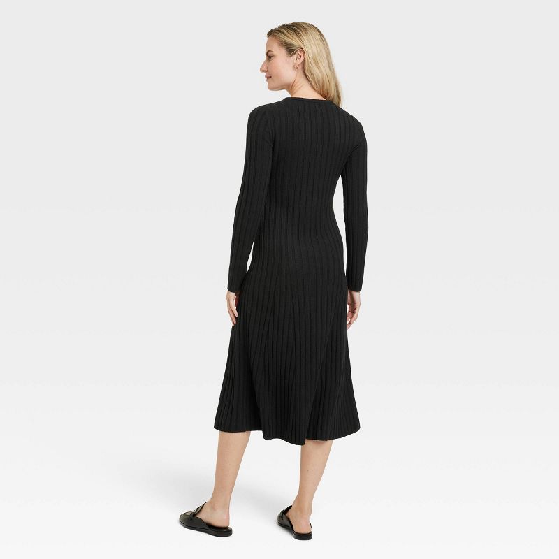 Women's Long Sleeve Midi Ribbed Sweater Dress - A New Day™, 3 of 11