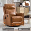 Genuine Leather Manual Recliner Chair with 360° Swivel, Rocking, and Heat Massage for Living Room - 4 of 4