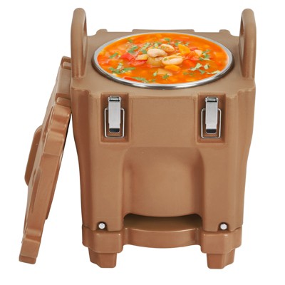 Food Insulated Bucket 20L with Directional Casters, Spoon Included, Base Support, Durable Stainless Steel Lining