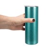 Elanze Designs 20 oz Glitter Stainless Steel Insulated Travel Tumbler With Sliding Lid For Iced or Hot Beverage, Turquoise Blue - 4 of 4