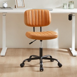 VYNXARIA PU Leather Low Back Task Chair for Small Spaces with Wheels - 1 of 4