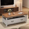 Farmhouse Coffee Table with Drawers, 47.2" Center Table Rustic Coffee Tables, Living Room Table with Open Shelf and 6 Support Legs - 2 of 4