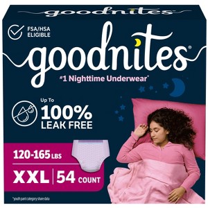 Goodnites Girls' Nighttime Bedwetting Disposable Underwear - Size