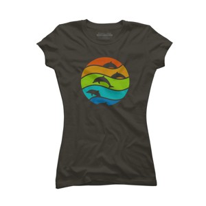 Junior's Design By Humans dolphin art By hkartist T-Shirt - 1 of 3