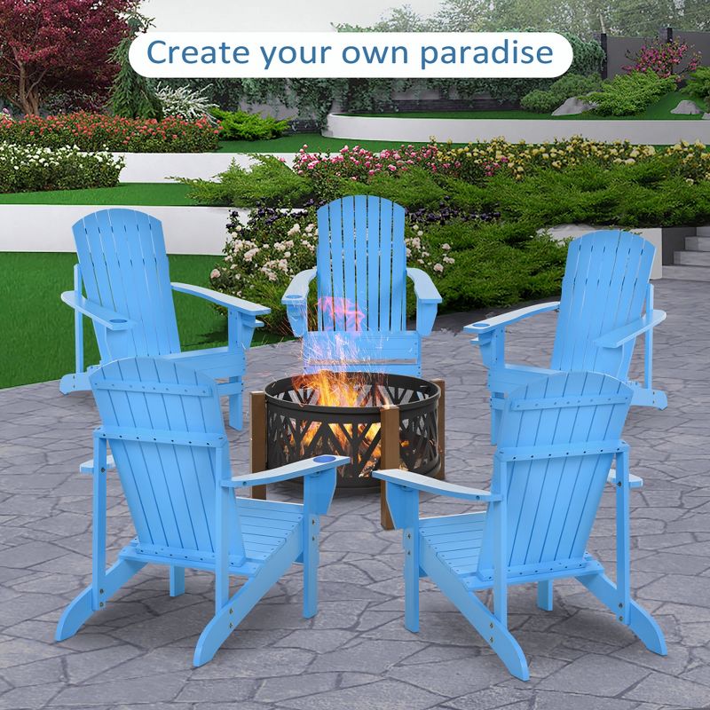 Outsunny Wooden Adirondack Chair Outdoor Classic Lounge Chair with Ergonomic Design & a Built-In Cup Holder for Patio Deck Backyard Fire Pit, 6 of 12