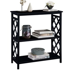 ORRD 3-Tier Console Table with Storage Shelves, Open Sofa Table & Entryway Bookcase with Solid Wood Legs for Hallway, Living Room, Black - 1 of 4
