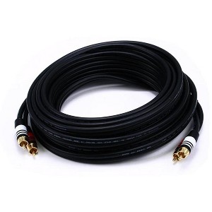 Monoprice Premium Two-Channel Audio Cable - 25 Feet - Black | 2 RCA Plug to 2 RCA Plug 22AWG, Male to Male - 1 of 4