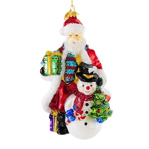 Huras Family 7.0 Inch Bringing Joy Of Christmas To All Santa Snowman Tree Tree Ornaments - 1 of 4