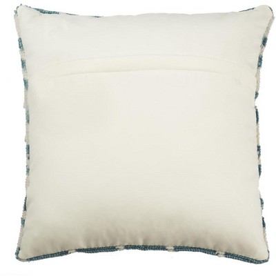 Hanne 20" White and Blue Houndstooth Pillow