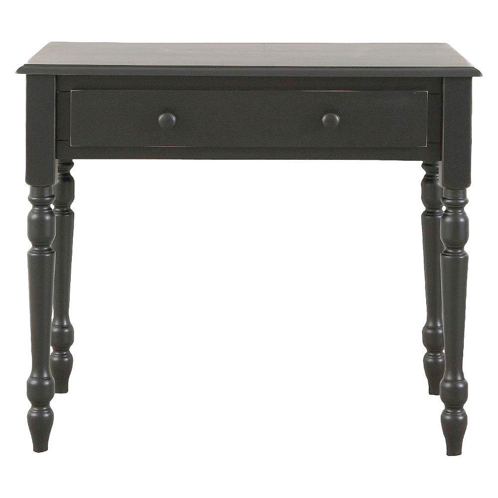 Photos - Office Desk Carolina Living Eleanor Wood Writing Desk with Drawers Antique Black Co.