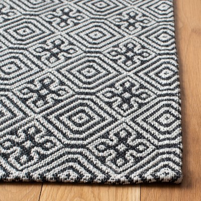 Handmade Gray Wool and Cotton Rug, 6'7" x 9'