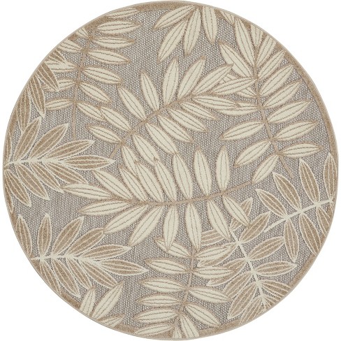 Nourison Aloha Floral Leaf Flatweave High-low Indoor Outdoor Round Rug ...