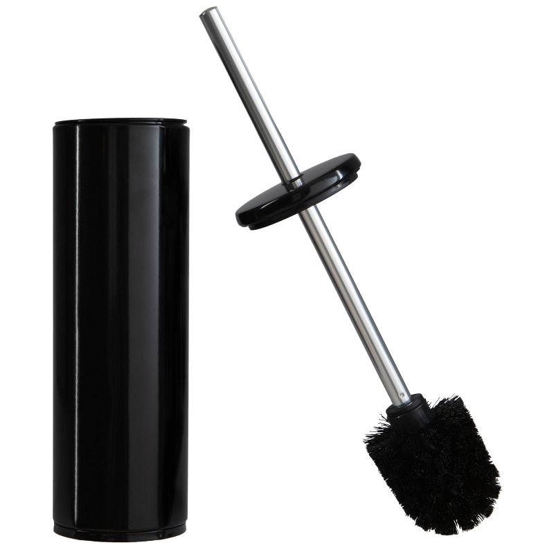 Deluxe Premium Aluminum Handle Toilet Brush with Fully Removable Liner Black - Bath Bliss, 1 of 9